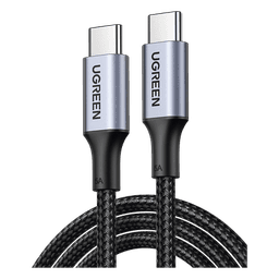 Cable USB-C a USB-C | 1 Metro | Carga Rápida de hasta 100W | Transferencia de datos 480 Mbps | PD3.0 | QC4.0/3.0/2.0 | FPC | AFC | Protección Integrada| Caja de Aluminio | Nylon Trenzado | Amplia Compatibilidad | Color Negro.