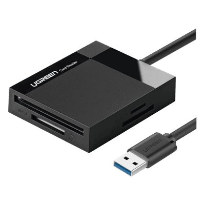 Lector de Tarjetas USB-A 3.0  a CompactFlash (CF)/ MemoryStick (MS)/ TransFlash (TF)/ SecureDigital (SD) | 4 en 1 | 5Gbps | Hasta 2TB | Soporta Windows/Mac OS/Linux/Android | Lectura de tarjetas simultánea | Cable de 15cm.