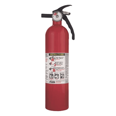 Extintor desechable multipropósito de polvo químico seco para fuegos clase A, B y C, con soporte de correa plástico, paquete de 6 piezas de 2.5 lb