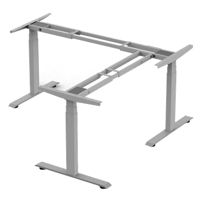 Base de Escritorio Motorizado Tipo L (3 Columnas) / Altura Ajustable 60-125cm (1.97-4.10ft) / Carga 150Kg / 4 Presets / Elevación 38mm/s / Color Gris