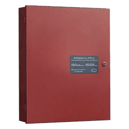 Fuente de poder remota de 6 amperes y 24 Vcc con cargador de batería para paneles de detección de incendio de 12 o 24 V, gabinete rojo