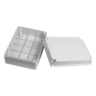 Gabinete de Plástico IP55 / 190 x 240 x 95 mm / Protección EMI y Antiestática / -40 a 120°C / Aplicaciones Solares y Telecomunicaciones