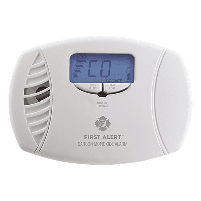 Alarma de monóxido de carbono (CO) enchufable con batería de respaldo y display digital