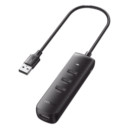 HUB USB-A 3.0 4 en 1 | 4 Puertos USB-A 3.0 (5Gbps) | Cable de 25 cm | Indicador Led | Ideal para Transferencia de Datos | Entrada USB-C para alimentar equipos de mayor consumo como discos duros | Color Negro.