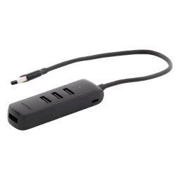 HUB USB-A 3.0 4 en 1 | 4 Puertos USB-A 3.0 (5Gbps) | Cable de 25 cm | Indicador Led | Ideal para Transferencia de Datos | Entrada USB-C para alimentar equipos de mayor consumo como discos duros | Color Negro.