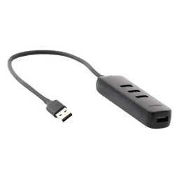 HUB USB-A 3.0 4 en 1 | 4 Puertos USB-A 3.0 (5Gbps) | Cable de 25 cm | Indicador Led | Ideal para Transferencia de Datos | Entrada USB-C para alimentar equipos de mayor consumo como discos duros | Color Negro.
