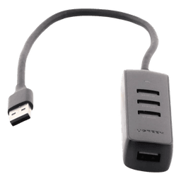 HUB USB-A 3.0 4 en 1 | 4 Puertos USB-A 3.0 (5Gbps) | Cable de 25 cm | Indicador Led | Ideal para Transferencia de Datos | Entrada USB-C para alimentar equipos de mayor consumo como discos duros | Color Negro.