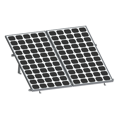 Soporte para Paneles Solares / 2 Módulos / Riel 2.7 m (8.9 ft) / Aluminio Anodizado / Inclinación 20-45° / Viento 136 km/h
