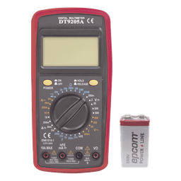 Multímetro Digital / Pantalla LCD 67 x 42 mm / 1999 Recuentos / 600V CC/CA CAT II / Corriente 10A / Resistencia 200 MΩ / Prueba HFE Transistores