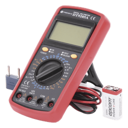 Multímetro Digital / Pantalla LCD 67 x 42 mm / 1999 Recuentos / 600V CC/CA CAT II / Corriente 10A / Resistencia 200 MΩ / Prueba HFE Transistores