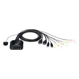Conmutador KVM / 2 Puertos / HDMI 4K 60 Hz / DCI 4096x2160 / HDCP 2.2 / Audio 3.5 mm / USB 2.0