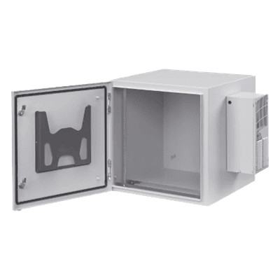 Gabinete Industrial de Pared / 12 UR / Acero Calibre 14 / NEMA 4/12 / IP66 / Aire Acondicionado 800 BTU / Puerta Sólida / 24 x 24 x 24 pulgadas