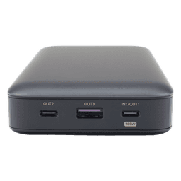 Power Bank de 20000mAh | 3 Salidas 100W Max. | USB-A + 2 USB-C | PD 3.0 | QC3.0 | FCP | SCP | Pantalla Inteligente | Carcasa Ignifuga | Color Gris | Incluye Cable USB de 50cm | Carga tu Laptop de Manera Segura.