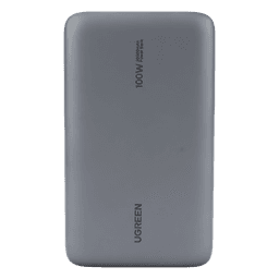 Power Bank de 20000mAh | 3 Salidas 100W Max. | USB-A + 2 USB-C | PD 3.0 | QC3.0 | FCP | SCP | Pantalla Inteligente | Carcasa Ignifuga | Color Gris | Incluye Cable USB de 50cm | Carga tu Laptop de Manera Segura.