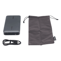 Power Bank de 20000mAh | 3 Salidas 100W Max. | USB-A + 2 USB-C | PD 3.0 | QC3.0 | FCP | SCP | Pantalla Inteligente | Carcasa Ignifuga | Color Gris | Incluye Cable USB de 50cm | Carga tu Laptop de Manera Segura.
