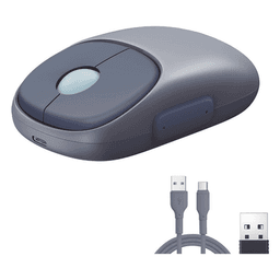 Mouse Inalámbrico FUN | Recargable| 2.4G & Bluetooth | 4 Niveles de DPI | Silencioso | Ergonómico | 5 Botones | Compatible con Windows, macOS 10.5, Android iOS Linux y Chrome OS | Color Azul.