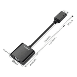 Convertidor DP Macho a VGA Hembra (Negro).