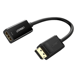 Convertidor DisplayPort a HDMI 4K| 3D | HDR | Blindaje Interno | Botón Liberador | Carcasa de ABS | Plug & Play | CE, FCC, RoHS | Cable de 25 cm (9.84 Pulgadas).