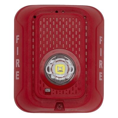 Lámpara estroboscópica LED para pared, 24 Vcd, candela seleccionable hasta 185 cd, sin sirena, color rojo