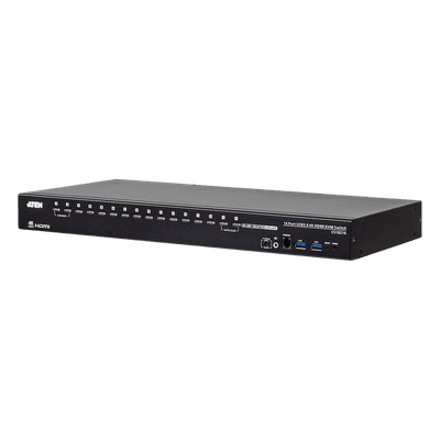 Switch KVM / 16 Puertos HDMI / 4K UHD 60Hz / USB 3.0 / Conexión en Cascada / Rack 1U