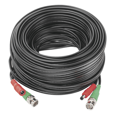 Cable Coaxial BNC RG59 + Alimentación / SIAMES / 20 Metros (65.62 Pies) / CCA / 4K / Interior y Exterior
