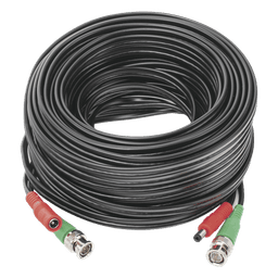 Cable Coaxial BNC RG59 + Alimentación / SIAMES / 20 Metros (65.62 Pies) / CCA / 4K / Interior y Exterior