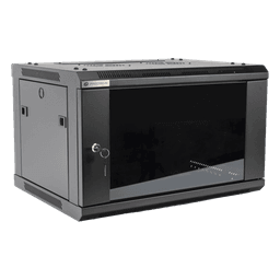 Gabinete de Pared / 6UR / 450mm (1.48 ft) Profundidad / Cristal Templado / 60kg Carga / Acero Negro