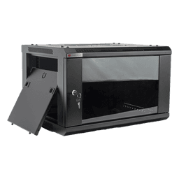 Gabinete de Pared / 6UR / 450mm (1.48 ft) Profundidad / Cristal Templado / 60kg Carga / Acero Negro