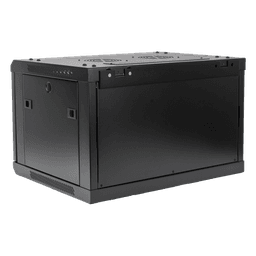 Gabinete de Pared / 6UR / 450mm (1.48 ft) Profundidad / Cristal Templado / 60kg Carga / Acero Negro