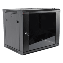 Gabinete de Pared / 9UR / 19in / Cristal Templado / 450mm Profundidad / 60kg Carga / 1.65 x 1.97 x 1.48 pies