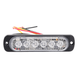 Luz Auxiliar de 6 LED, Rojo, Lente Transparente, SAE