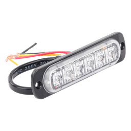 Luz Auxiliar de 6 LED, Rojo, Lente Transparente, SAE