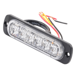 Luz Auxiliar de 6 LED, Rojo, Lente Transparente, SAE