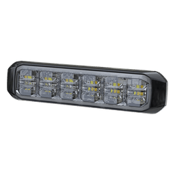 Luz Auxiliar de 18 LED, Tricolor, Rojo/Blanco/Ambar, Lente Transparente, Bisel Negro, SAE