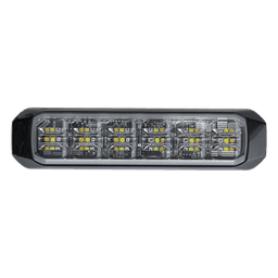 Luz Auxiliar de 18 LED, Tricolor, Rojo/Blanco/Ambar, Lente Transparente, Bisel Negro, SAE