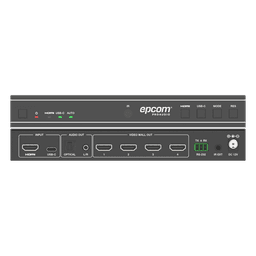 Controlador de Videowall / 1x4 HDMI / 4K@60Hz / 18 Gbps / 8 Modos de Visualización / Audio Óptico y Analógico / USB-C / RS-232 e IR