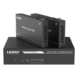 Splitter mas Extensor de Video | 1x2 | ProAV | HDBaseT™ | 120m en 4K@60Hz | 150m en 1080p@60Hz | Cat6/6a/7 | Gestión Avanzada EDID | Control IR y RS232 | PoC | Salida de Audio