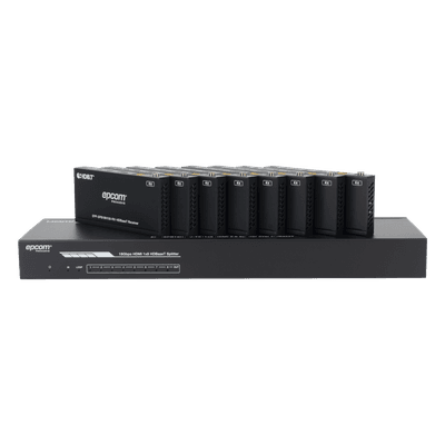 Splitter mas Extensor de Video | 1x8 | ProAV | HDBaseT™ | 120m en 4K@60Hz | 150m en 1080p@60Hz | Cat6/6a/7 | Gestión Avanzada EDID | Control IR y RS232 | PoC | Salida de Audio
