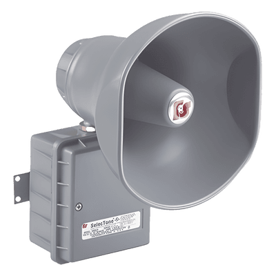 Altavoz amplificado  SelecTone® de 15 W, para ubicaciones peligrosas Aprobado por CSFM y listado UL y cUL , 120 Vca, gris