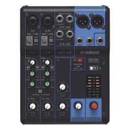 Mezcladora de Audio / 6 Canales / 2 Entradas de Micrófono / 6 Entradas de Línea / Phantom +48 V / Chasis Metálico Compacto