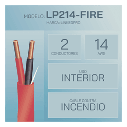 Alambre de Alarma contra Incendios - Bobina de 305 Metros (1000 Pies): 2 x 14 AWG, Rojo, Tipo FPLR, (UL) FT4, Ideal para Sistemas de Detección y Evacuación de Incendios