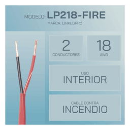 Alambre de Alarma contra Incendios - Bobina de 305 Metros (1000 Pies): 2 x 18 AWG, Rojo, Tipo FPLR, (UL) FT4, Ideal para Sistemas de Detección y Evacuación de Incendios