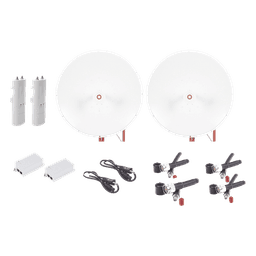 Kit Radio Punto a Punto / 500 Mbps / Antena Parabólica 34 dBi / Alcance 65 km (213.3 ft) / Frecuencia 4.9-6.5 GHz / PoE 24V