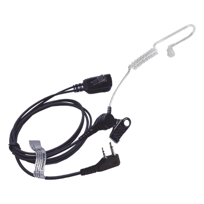 Micrófono-Audífono / Tubo Acústico Transparente / Conector 2 Pines / PTT de Solapa / Cable Kevlar / Compatible ICOM