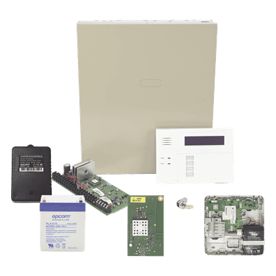 Kit de panel de alarma con 8 zonas cableadas, 40 zonas inalámbricas, comunicador celular dual y módulo Wi-Fi/Z-Wave incluido