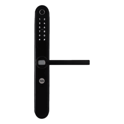 Cerradura Eléctrica Digital Yale YSD100 / Mecanismo 2885 Negro / HUB Yale Connect / 100 Códigos y Huellas / 3 Tarjetas Proximidad / Compatible Alexa y Google / Para Perfiles Aluminio 1"