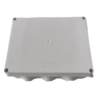 Caja de Derivación-Conexión para Exterior IP65 con 10 Entradas / 200 x 155 x 80 mm / Sellado Seguro con Empaque + 4 Tornillos / Resiste Agua, Polvo y Sol Directo