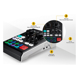 Mezclador de Audio / 6 Canales / DSP con IA / Conversión 24-bit/96 kHz / USB-C / 0.42 kg