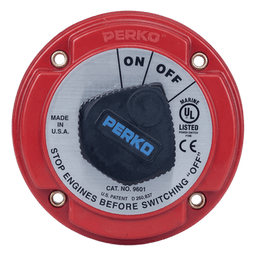 Interruptor de Desconexión de Batería Marina / 250 A Continuos / 360 A Intermitentes / 6-32 VCC / Encendido Protegido / Desconexión de Alternador / Bloqueo con Llave