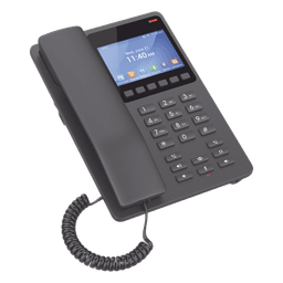 Teléfono IP Hotelero / Pantalla LCD Color / 2 Líneas SIP / Wi-Fi 6 Doble Banda / Codec Opus / USB-C Carga Rápida